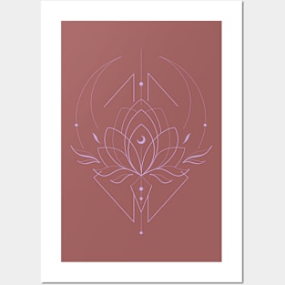 Geometric Lotus Flower 6 / Light Purple Posters and Art